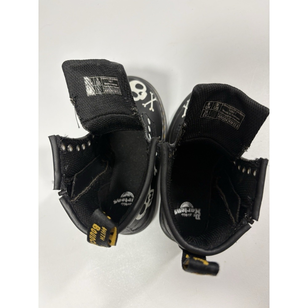 Dr. Martens 1460 T Skull & Bones Black Leather Toddler Boots US 9 NO LACES - Picture 6 of 8